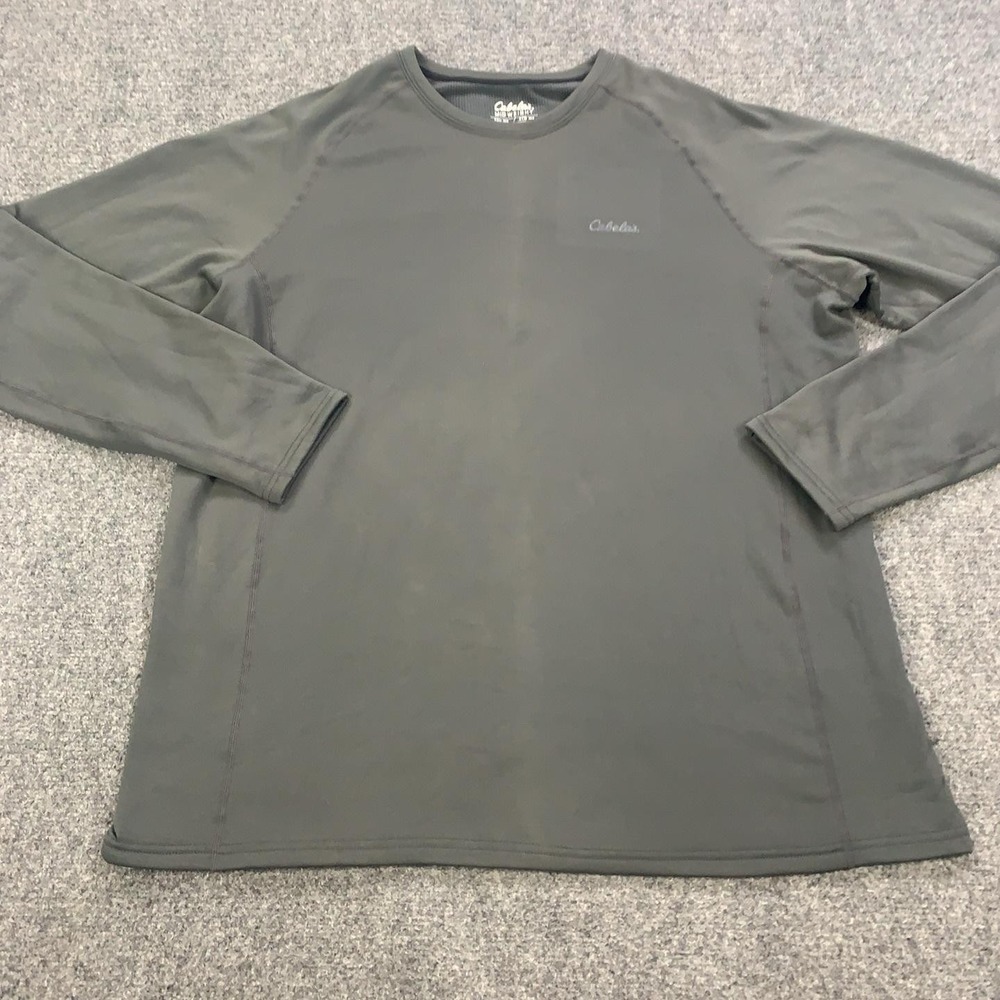 Cabela's Mid Weight Shirt Mens 2XL Gray Long Sleeve Thermal Base Layer Top